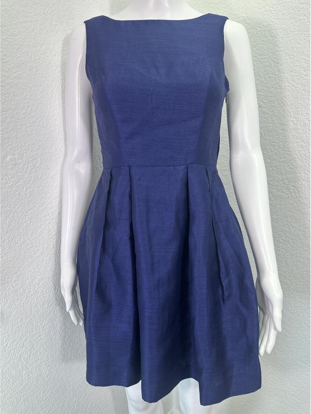New Sz XS Lulus Navy Blue Mini Party Dress Prom Bow Fit + Flare Crew Neck